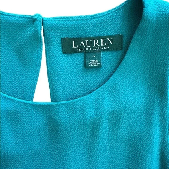 Lauren Ralph Lauren Sleeveless Dress Size 4 Lined Turquoise Wedding Guest - Picture 3 of 6